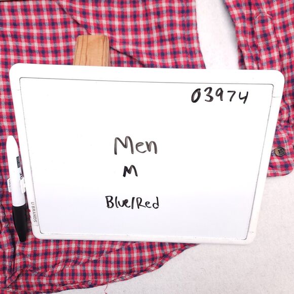 Saddlebred Tartan Flannel Long Sleeve Button Up Shirt Mens Size Medium M Red - Picture 9 of 10